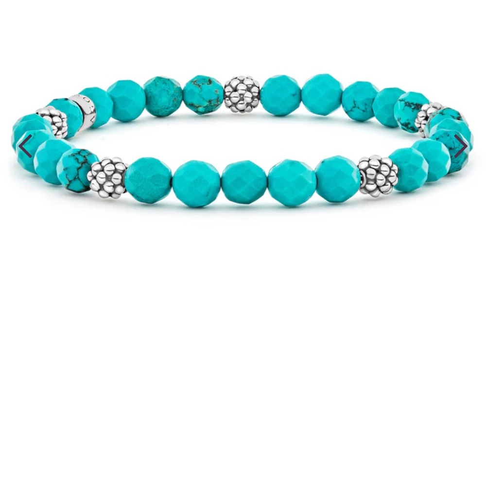 LAGOS Signature Caviar Five Station Sterling Turquoise Bead Bracelet - Picture 2 of 9